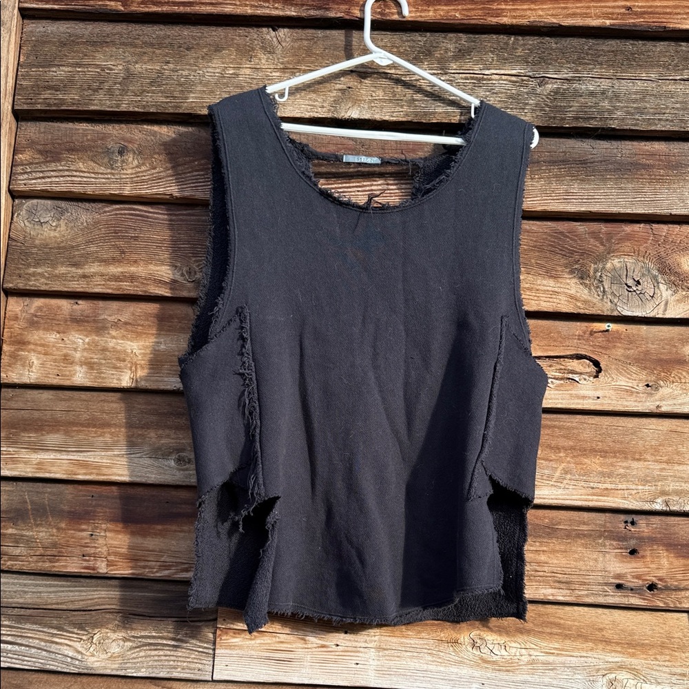 ERRANT raw hem trim Black Sleeveless Women's Top
